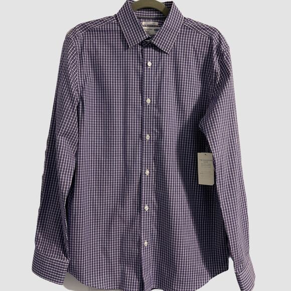 Men’s Old Navy Signature Slim Fit Button-down Shirt Blue Check Size M NWT - Picture 2 of 7